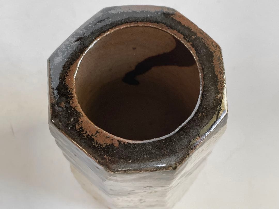 陶芸家　西岡小十　絵唐津　面取　香炉　唐津焼　古唐津　織部　香爐　共箱　純銀