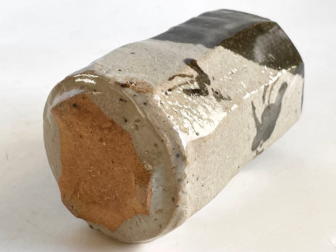 陶芸家　西岡小十　絵唐津　面取　香炉　唐津焼　古唐津　織部　香爐　共箱　純銀