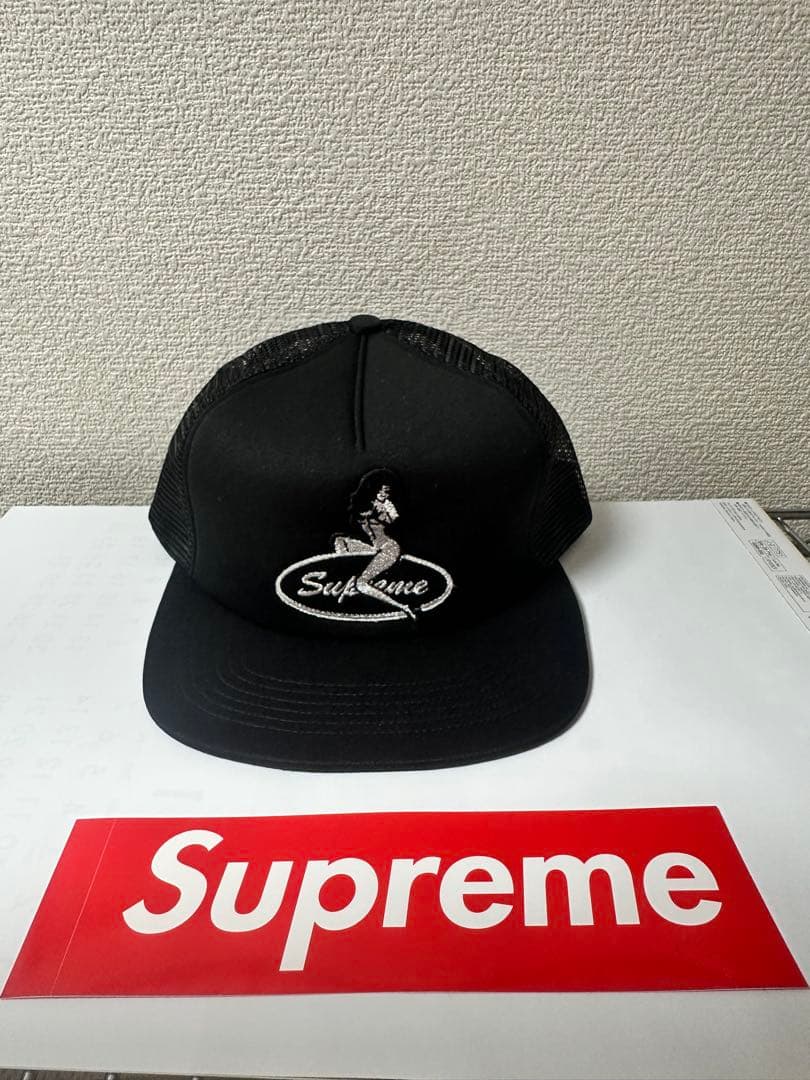 SUPREME ブラック メッシュキャップ