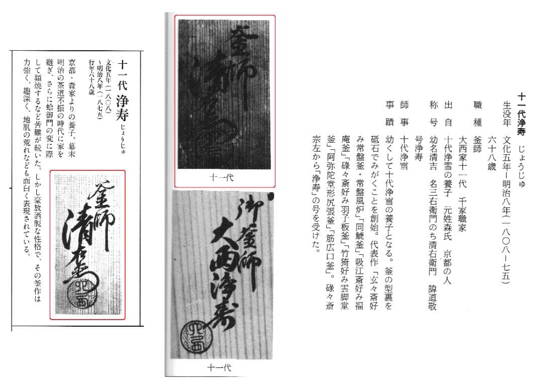 11代大西清右衛門(浄寿)造『箆被釜(のかづきがま)』共箱　千家十職