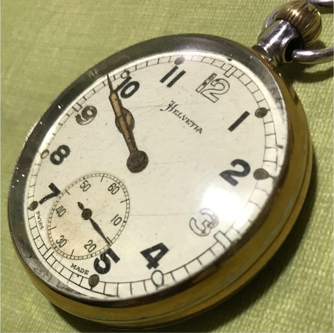 スイス名門 HELVETIA GSTP ミリタリー 懐中時計 ジャンク