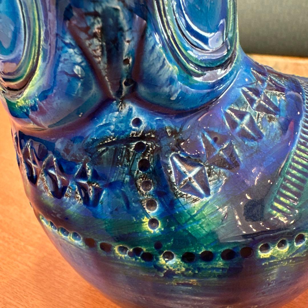 Italy Bitossi社 Flavia リミニブルー フウロウオブジェ 美品