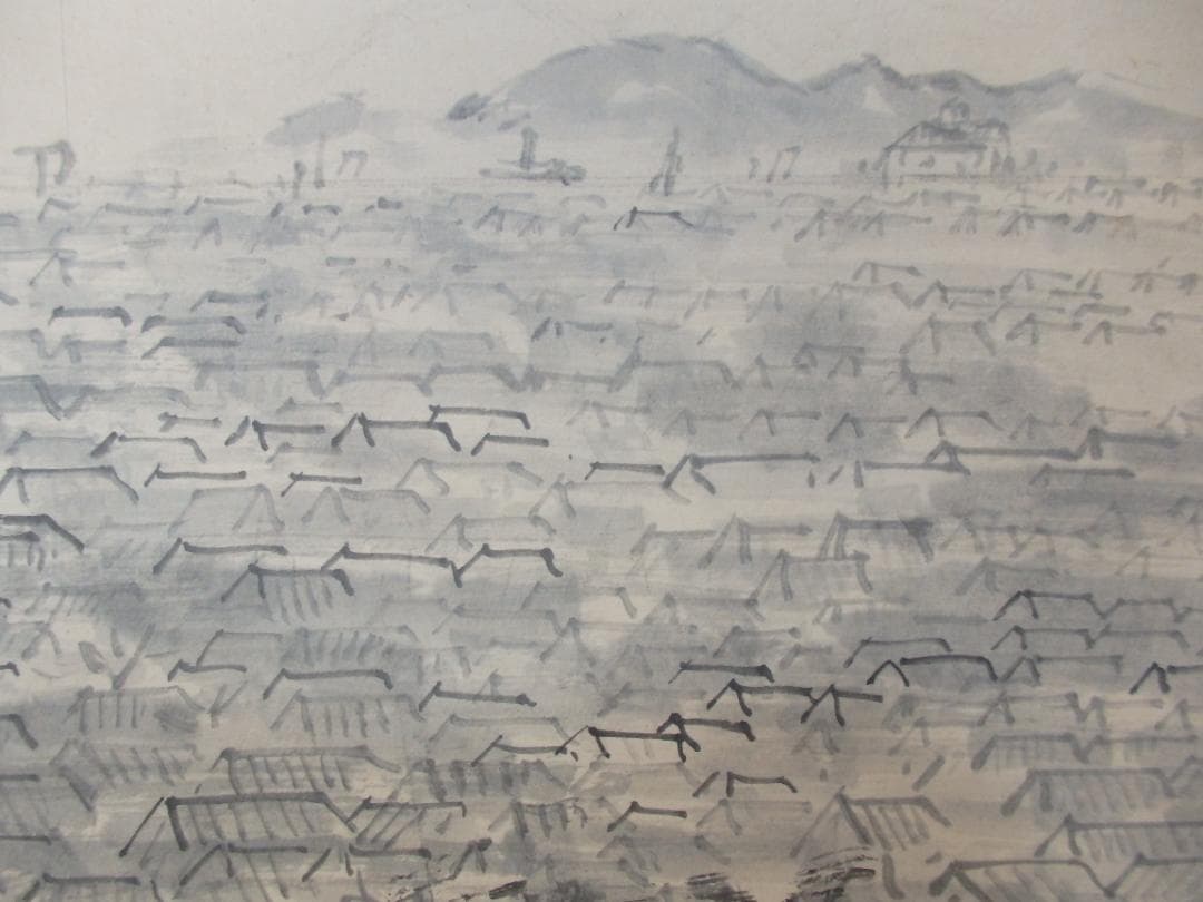 貴重 高橋五仙子　墨画『東堀』思い出の新潟百景 紙本 直筆本物保証 扁額