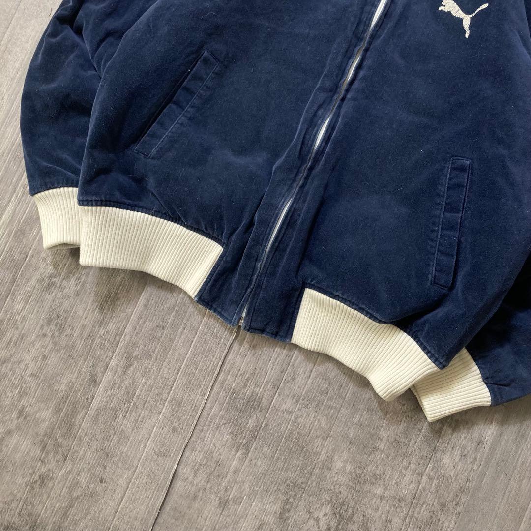 00s PUMA ベロア　中綿ジャケット　リバーシブル　紺　白　XL