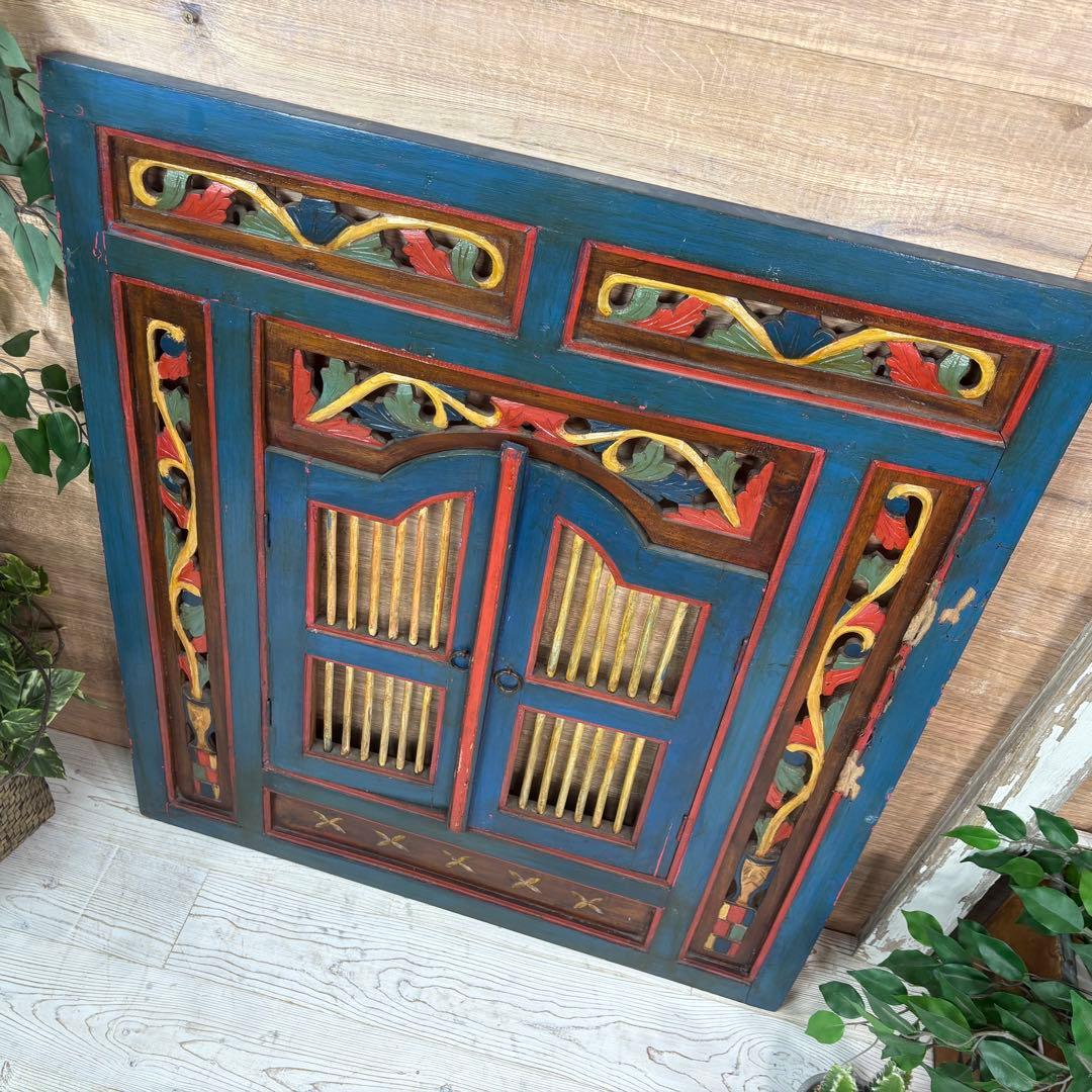 アンティークビンテージ年代物壁掛けパネル80×90木製インテリアウォールパネル