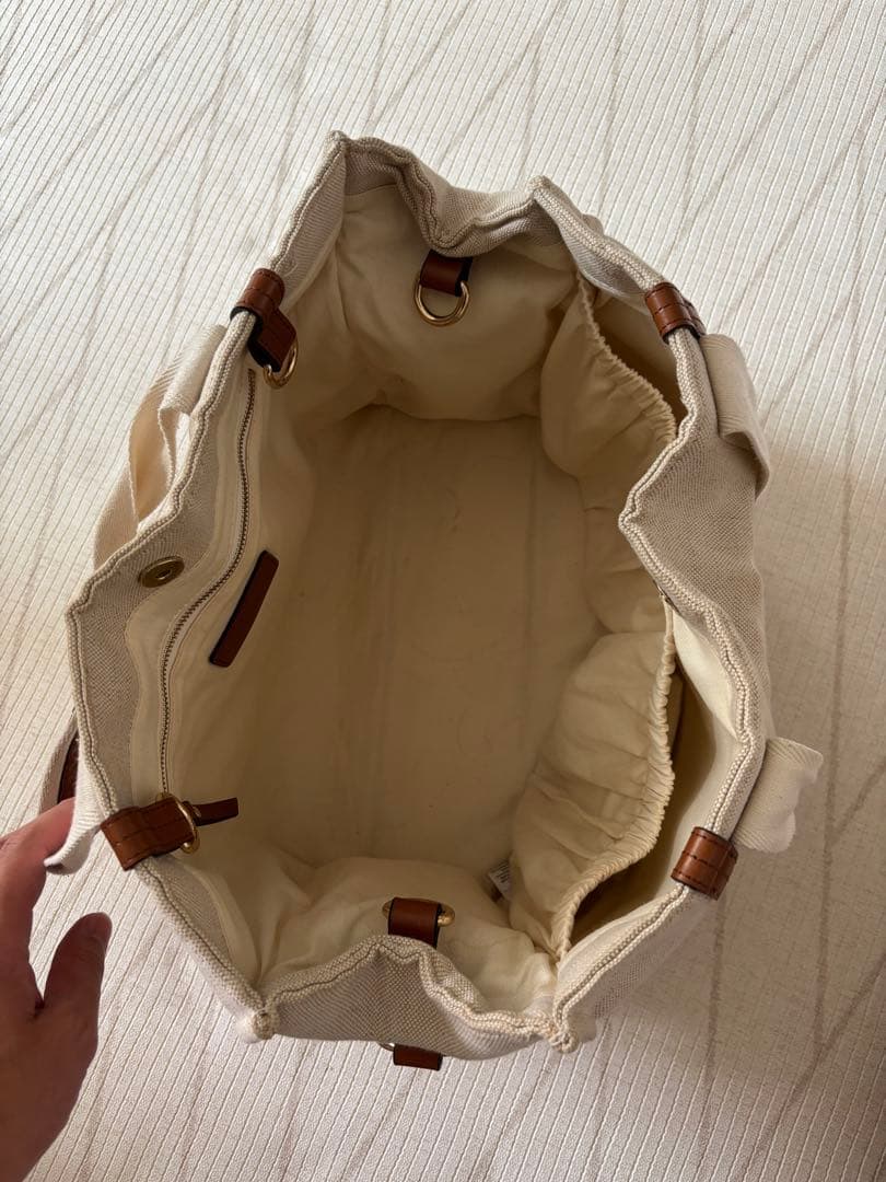 Chloe アイボリー キャンバス ショルダーバック　マザーズバック