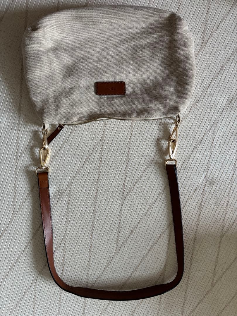 Chloe アイボリー キャンバス ショルダーバック　マザーズバック