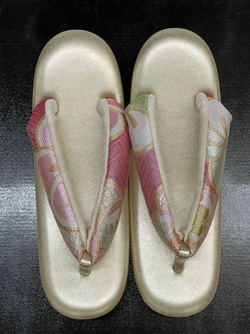 花柄 和装用バッグと草履セット　礼装　振袖　成人式　Mサイズ　厚底