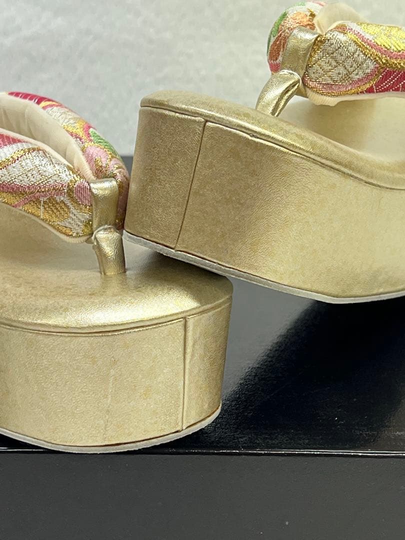 花柄 和装用バッグと草履セット　礼装　振袖　成人式　Mサイズ　厚底