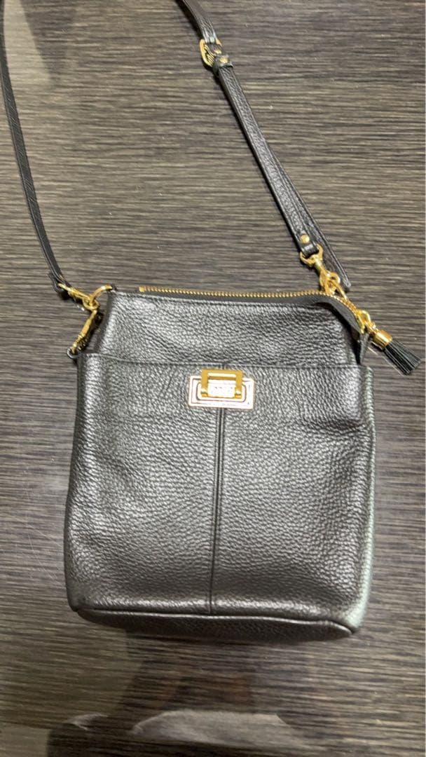 レザー ブラック ショルダーバッグ ゴールド金具