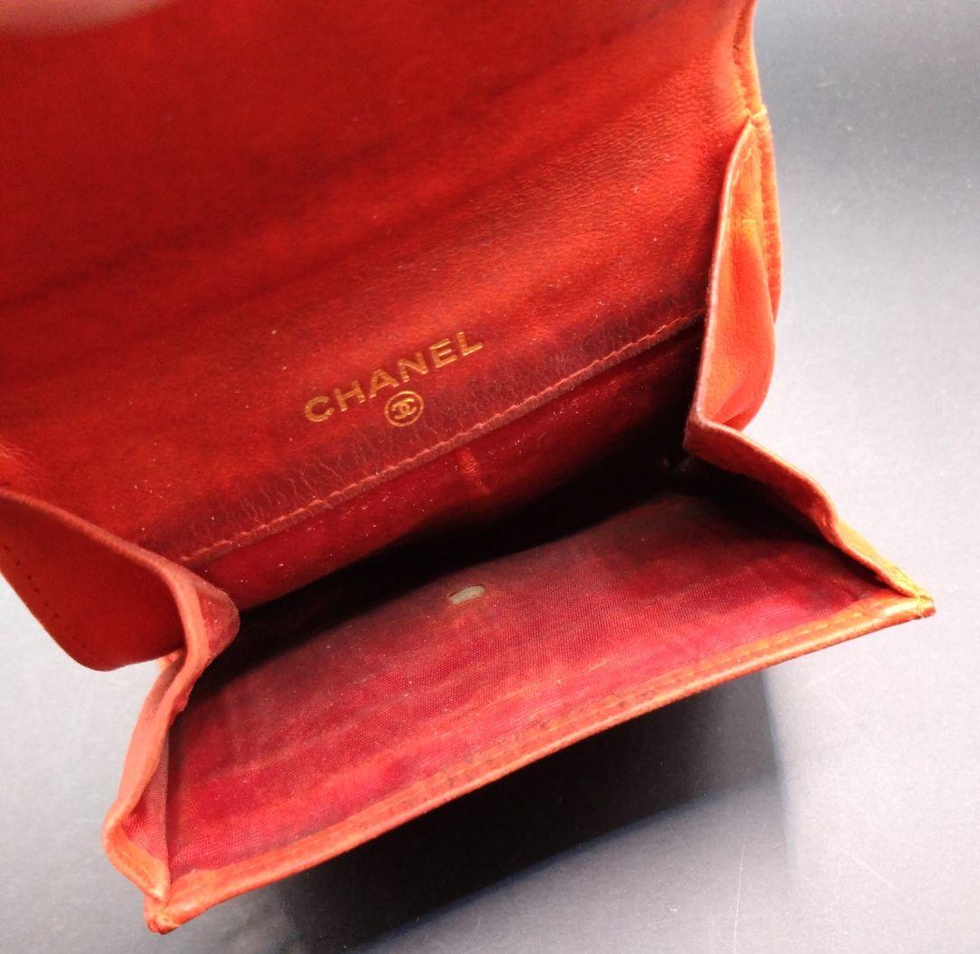 CHANEL ケース 小銭入れ 財布 ココマーク キャビアスキン 赤