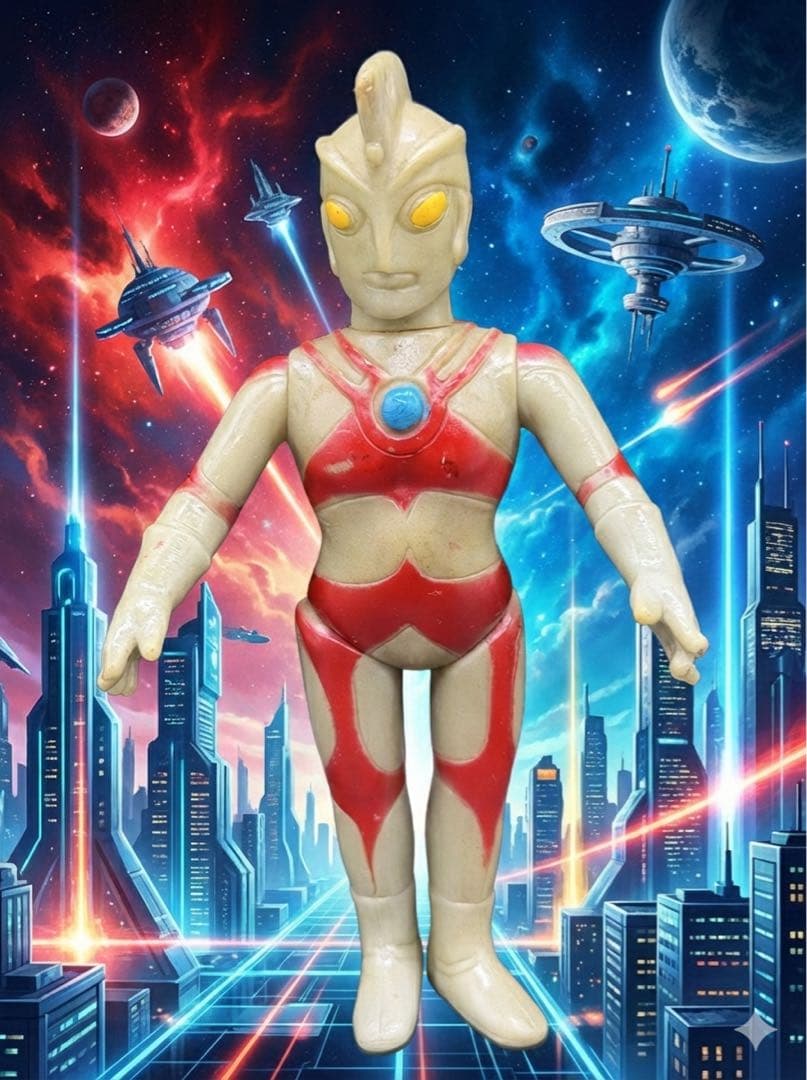 ウルトラマンエース ミドル ソフビ マルサン 当時物　１４cm