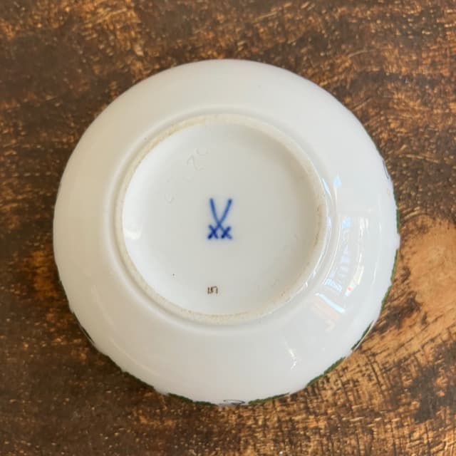 希少 1930年代 マイセン 陶器ボックス ヴァインリーフ セミアンティーク