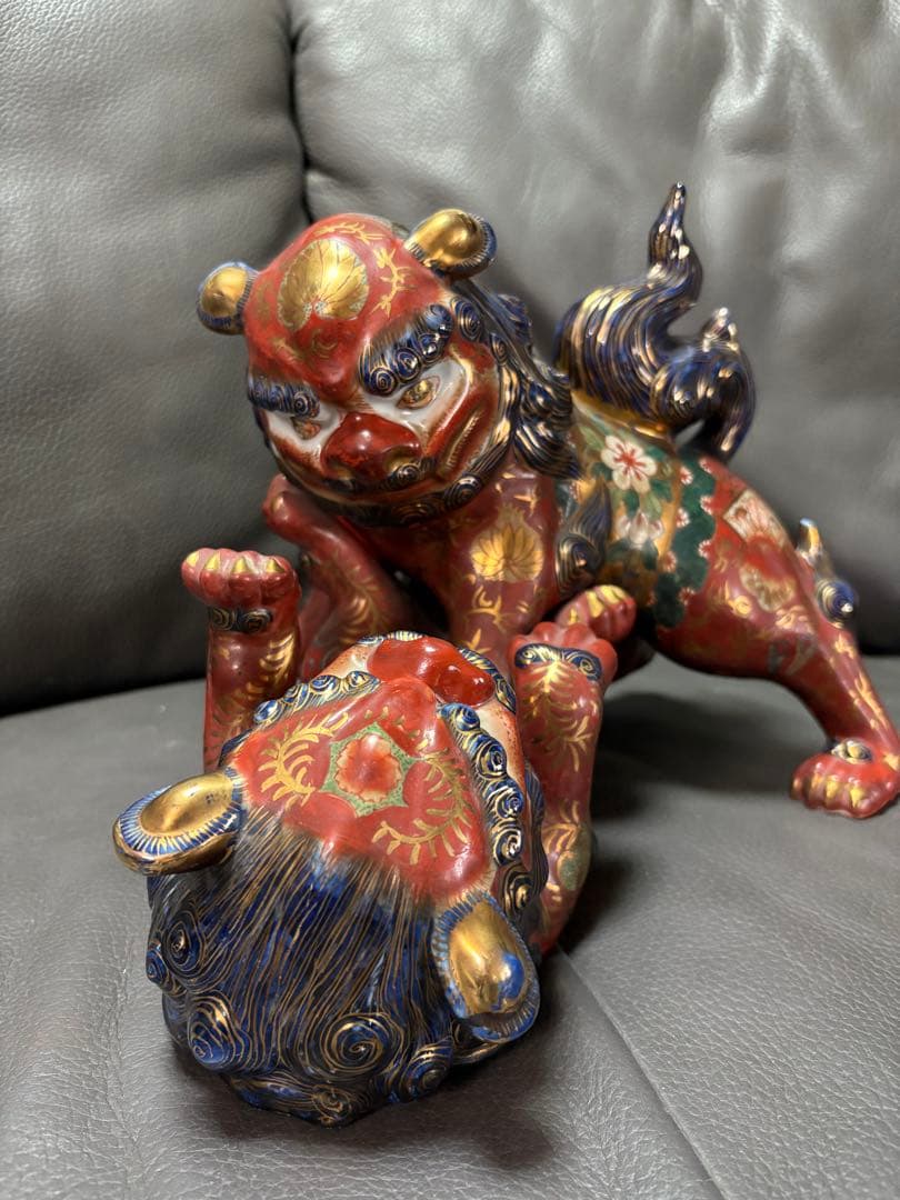 獅子　絡み獅子 戯れ獅子　置物