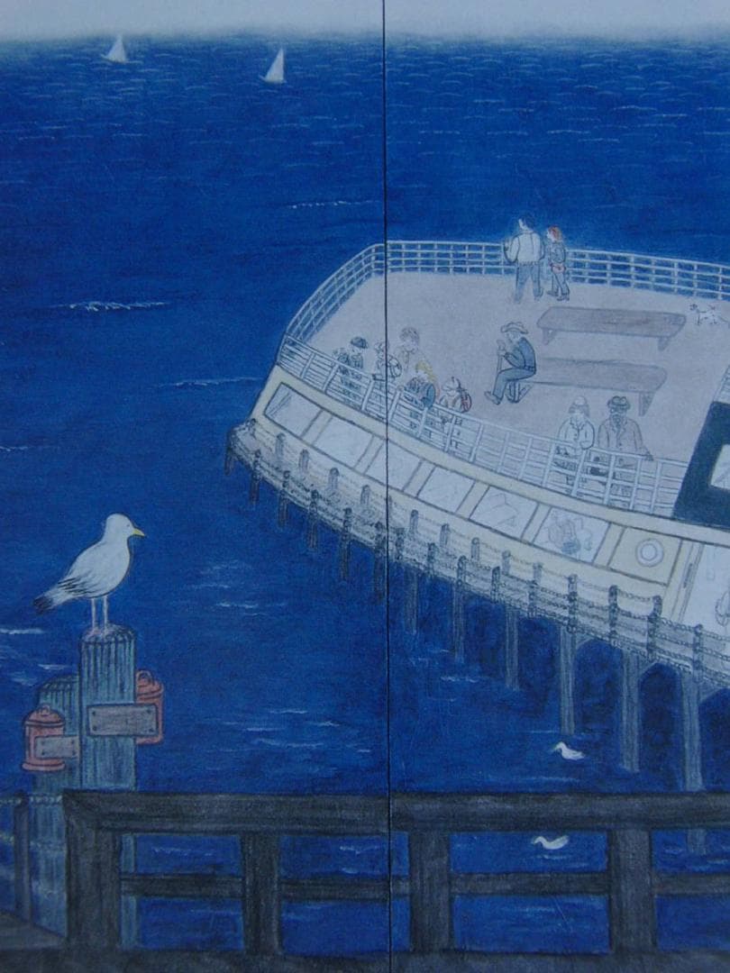 矢澤光子、【小さなフェリー】、希少な額装用画集より、新品額装付