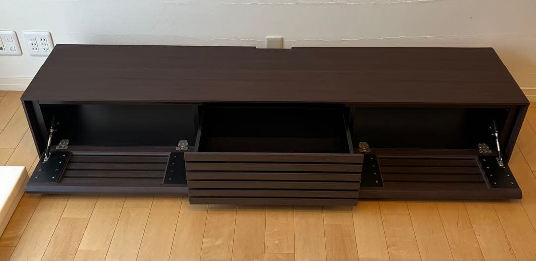 【中古品】ダークブラウン テレビ台 引き出し付き