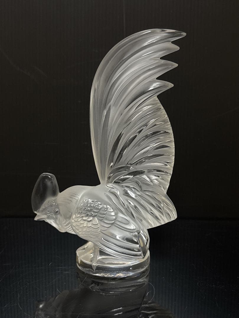 LALIQUE クリスタル 鶏 コックナン カーマスコット 置物 サイン入