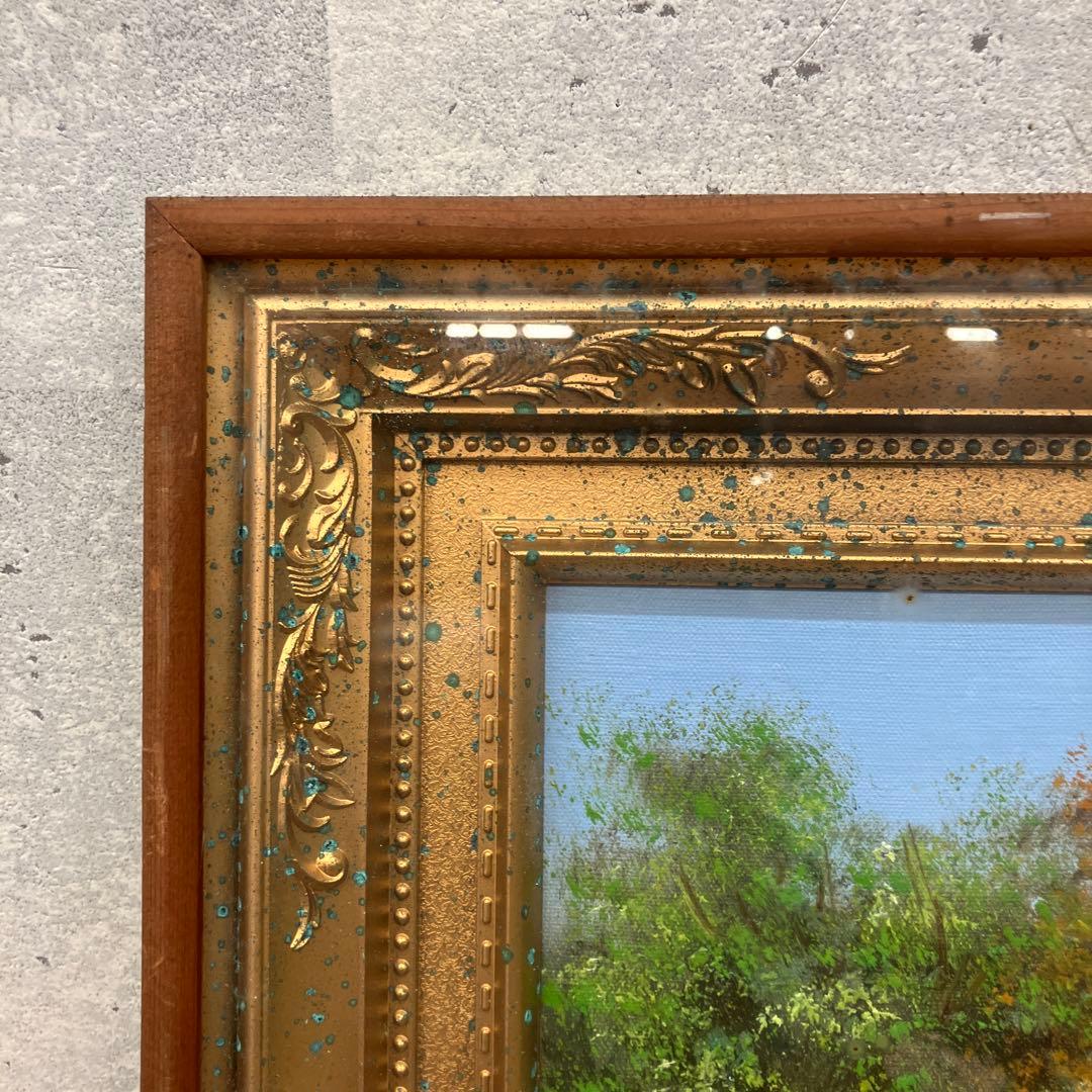 アンティーク 風景画 自然画 湖 滝 森林 油彩画 油絵 アート 絵画 美術