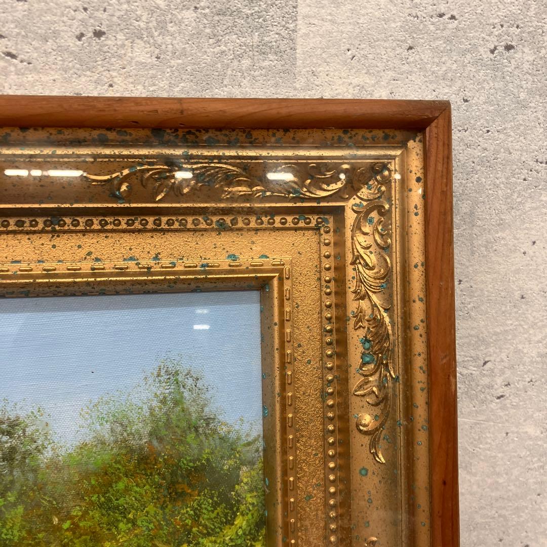 アンティーク 風景画 自然画 湖 滝 森林 油彩画 油絵 アート 絵画 美術