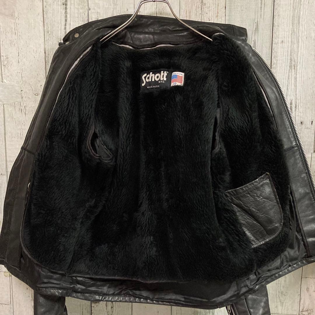 Schott ショット シングル ライダース ジャケット 36 ボアライナー付き