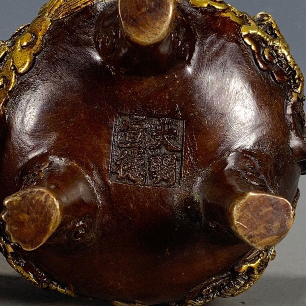 銅器 香炉 瑞獣三足九龍鼎薫香炉 風水 開運 工芸品 美術品 置物