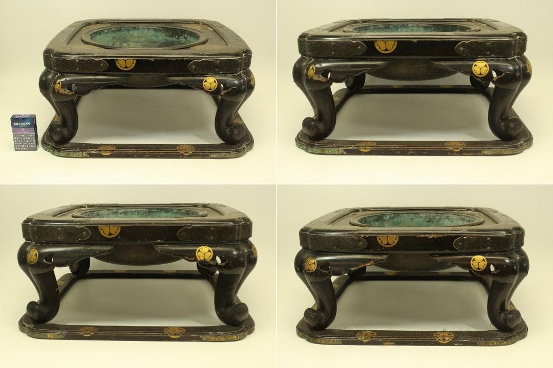 古美術 徳川 三つ葉葵紋 瓶掛 火鉢 大名火鉢(ZE479)