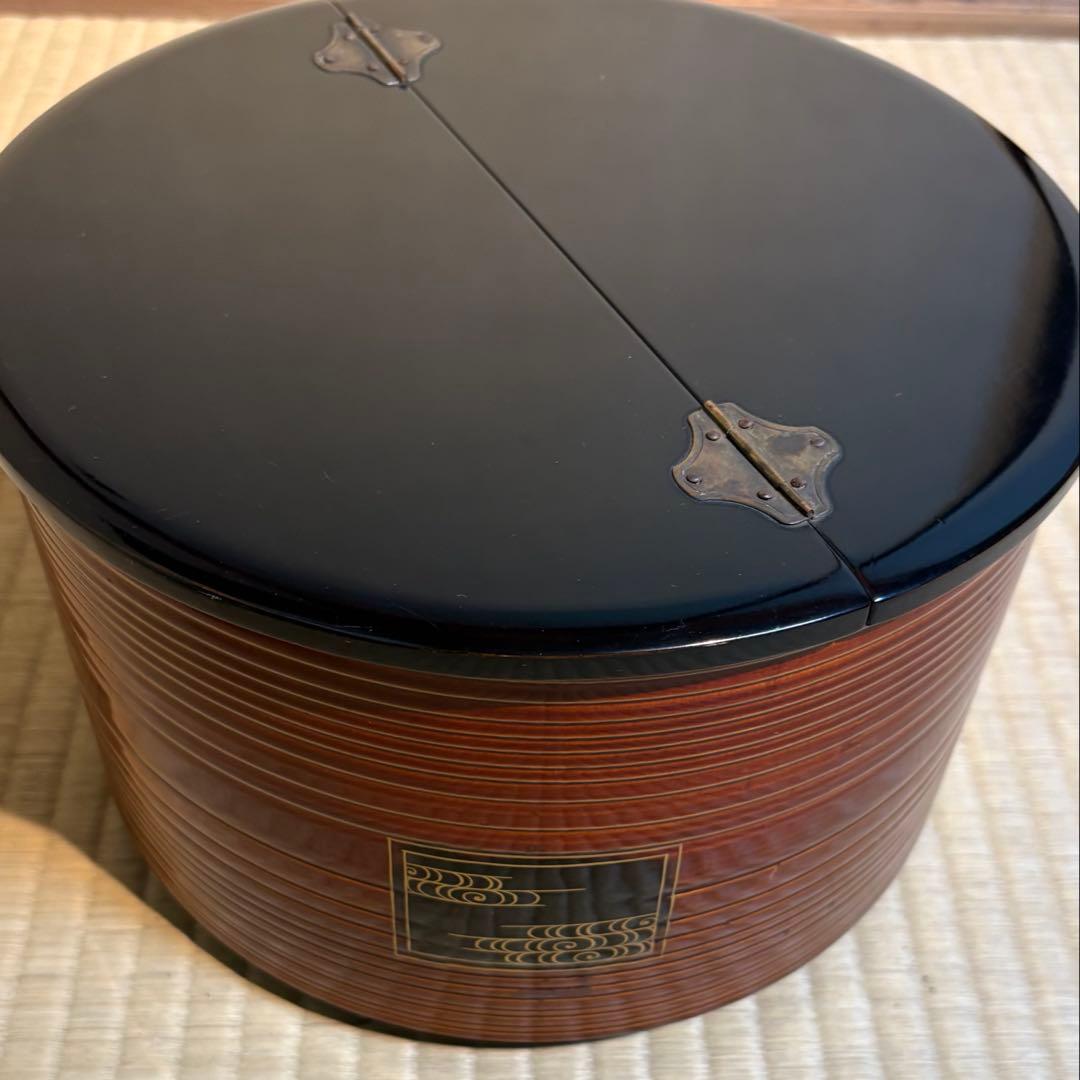 裏千鳥　曲水指 水指『春慶塗　鳥金蒔絵蓋　茶道具