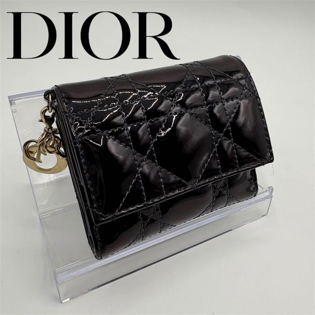 DIOR☆レディ ディオール☆エナメル☆ロータスウォレット☆カナージュ☆財布