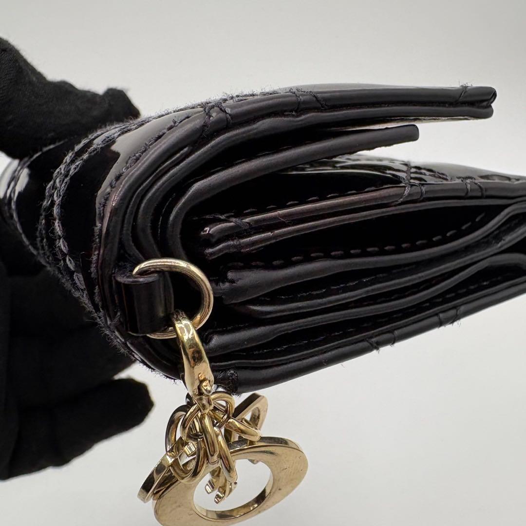 DIOR☆レディ ディオール☆エナメル☆ロータスウォレット☆カナージュ☆財布