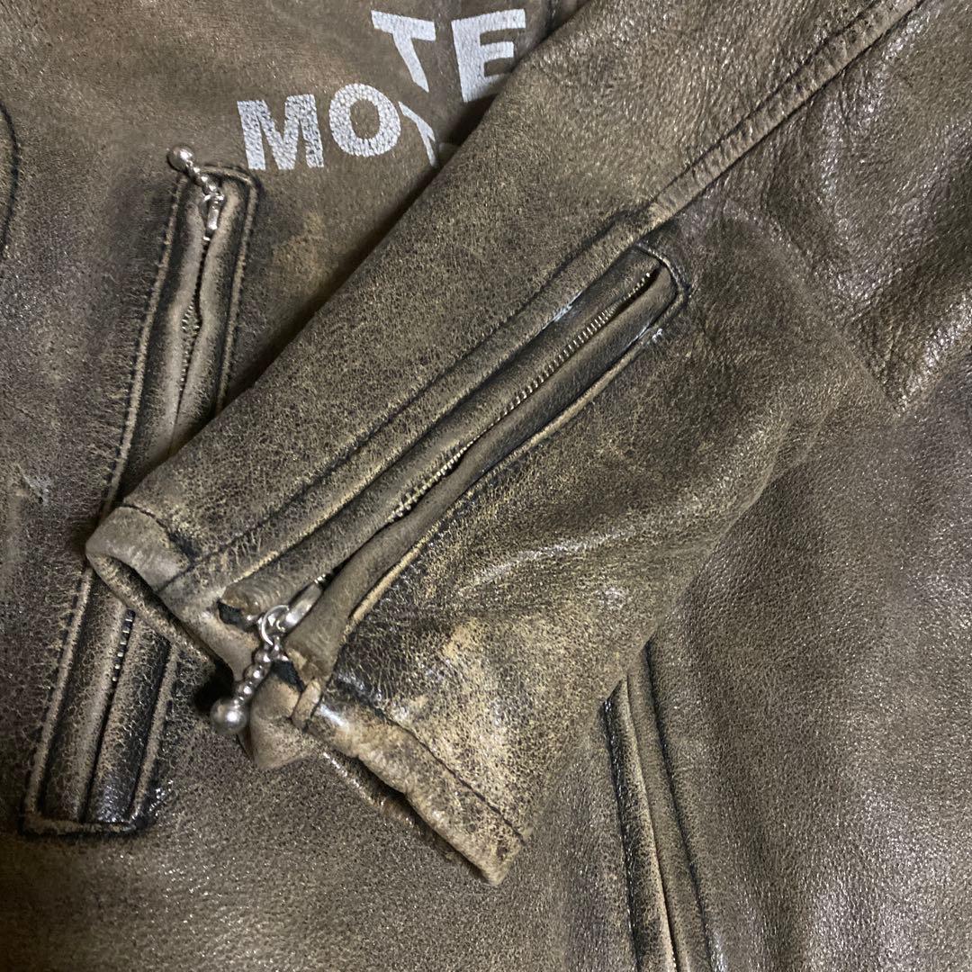 AVIREX ダークブラウン レザーライダースジャケットM