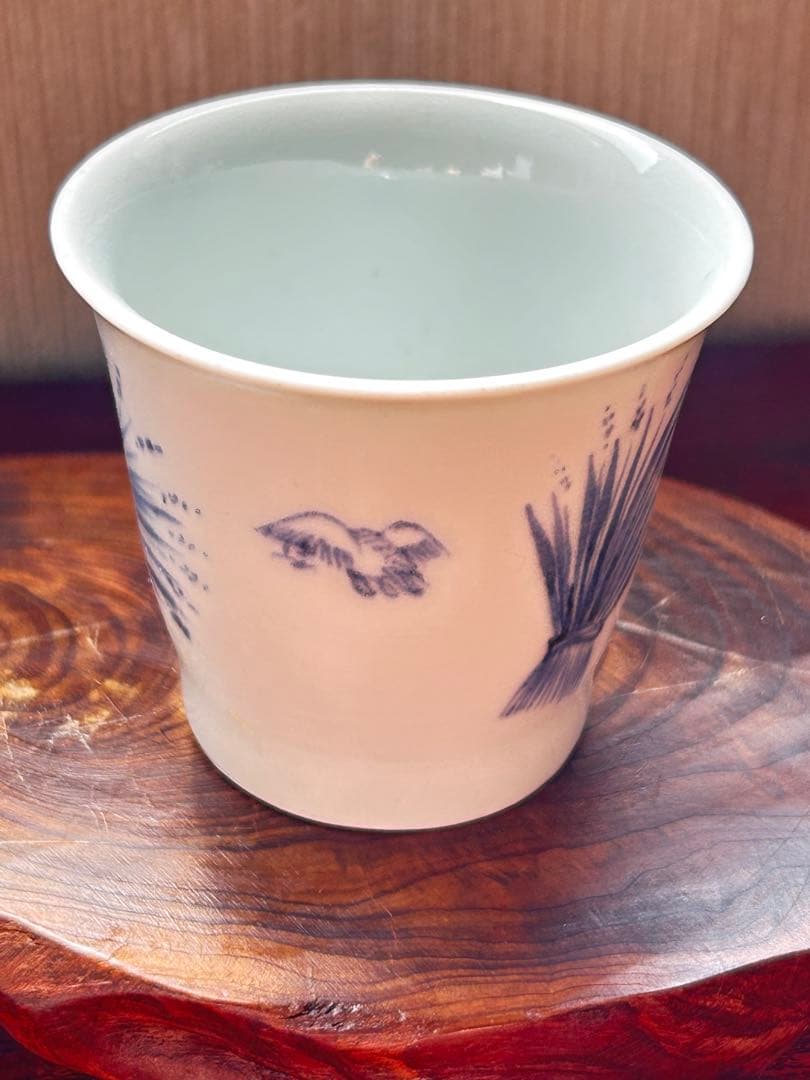 ✨【古伊万里】⭐️蕎麦猪口　稲穂に鳥文　骨董　時代物　湯呑み　江戸期