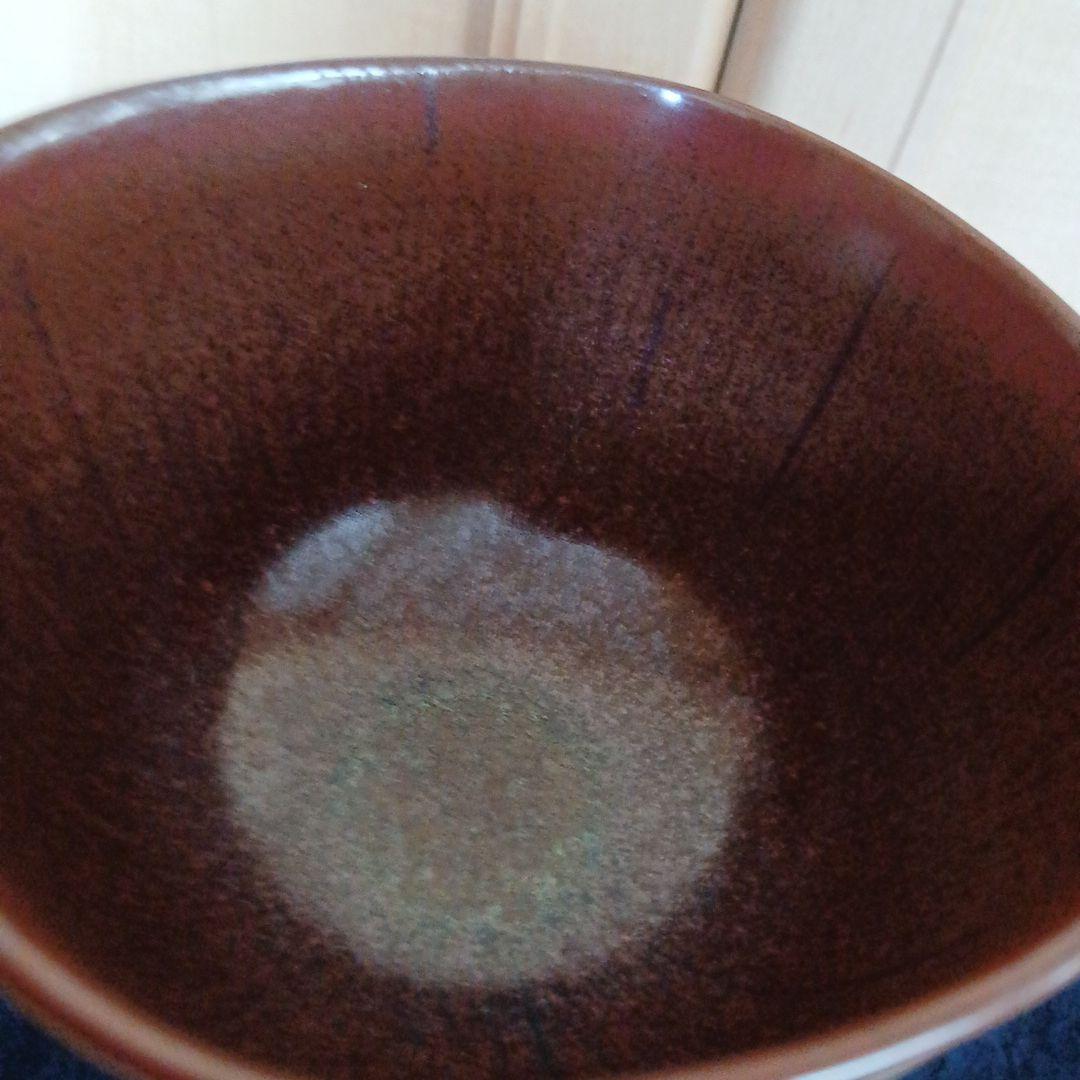 茶道具 天目釉 草花散 茶碗 通次嵩山 造