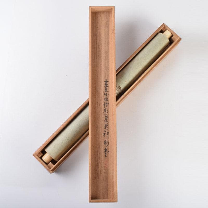 掛軸　田能村正東山人画賛　山水人物漢詩図　共箱　C　8679A