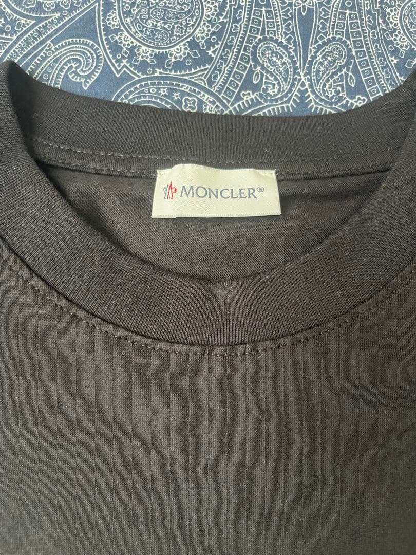 MONCLER 刺繍の鳥 ブラックTシャツ M size
