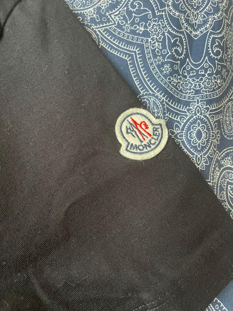 MONCLER 刺繍の鳥 ブラックTシャツ M size
