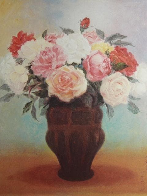 岡田三郎助、【薔薇】、新品高級額 額装付、年代物・希少画集画、状態良好