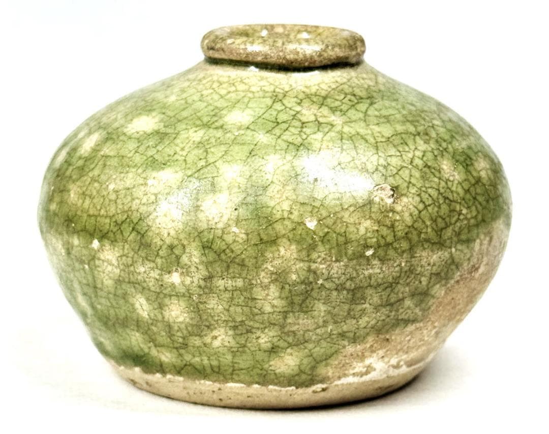 宋時代 緑釉壷 緑釉壷 伝世品焼物 ウブ品 茶道具 中国古玩 美術WWTT076