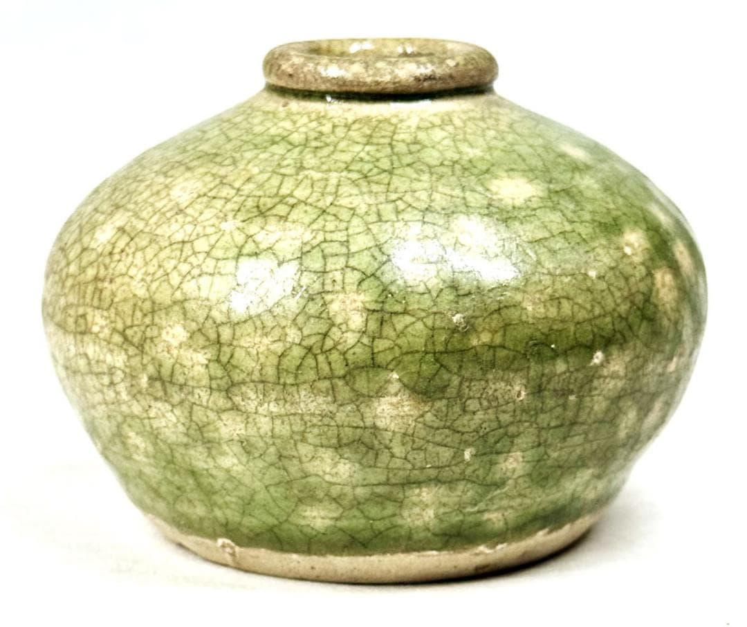 宋時代 緑釉壷 緑釉壷 伝世品焼物 ウブ品 茶道具 中国古玩 美術WWTT076
