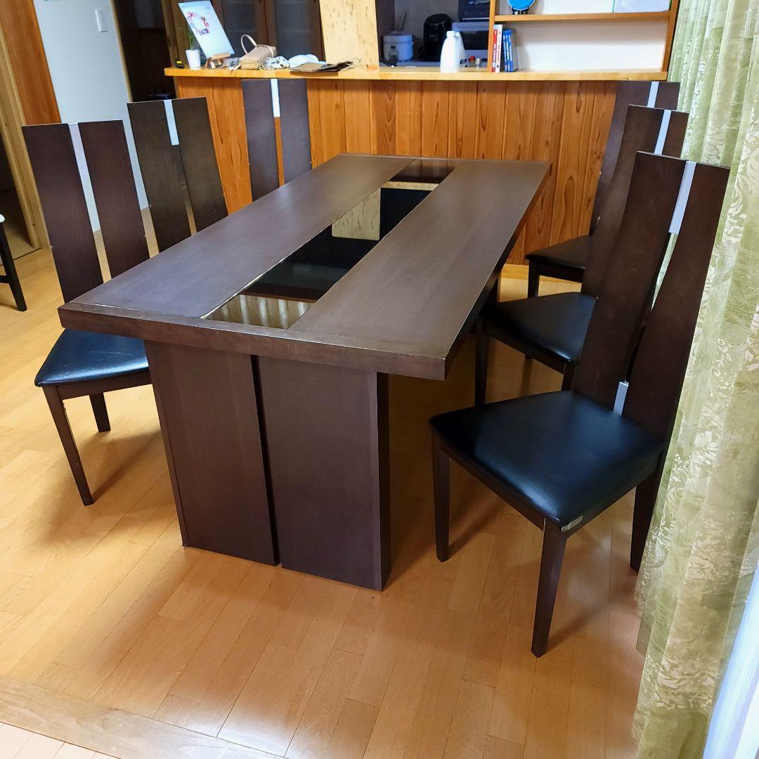 定価:300,000円 椅子6脚セット 180cmテーブル 大川家具