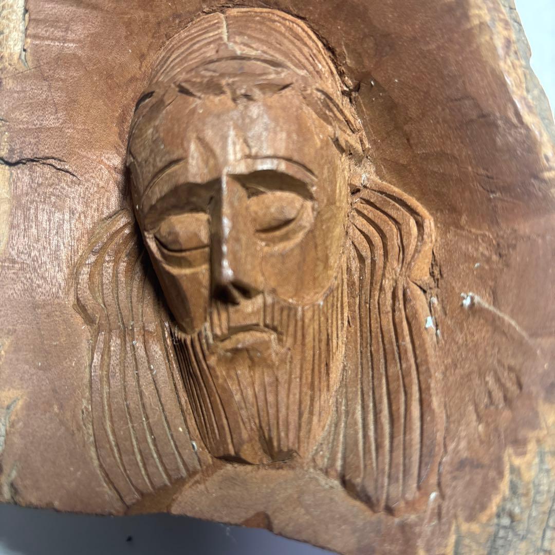 キリスト木像　ブラジル　流木て製作された木像彫刻