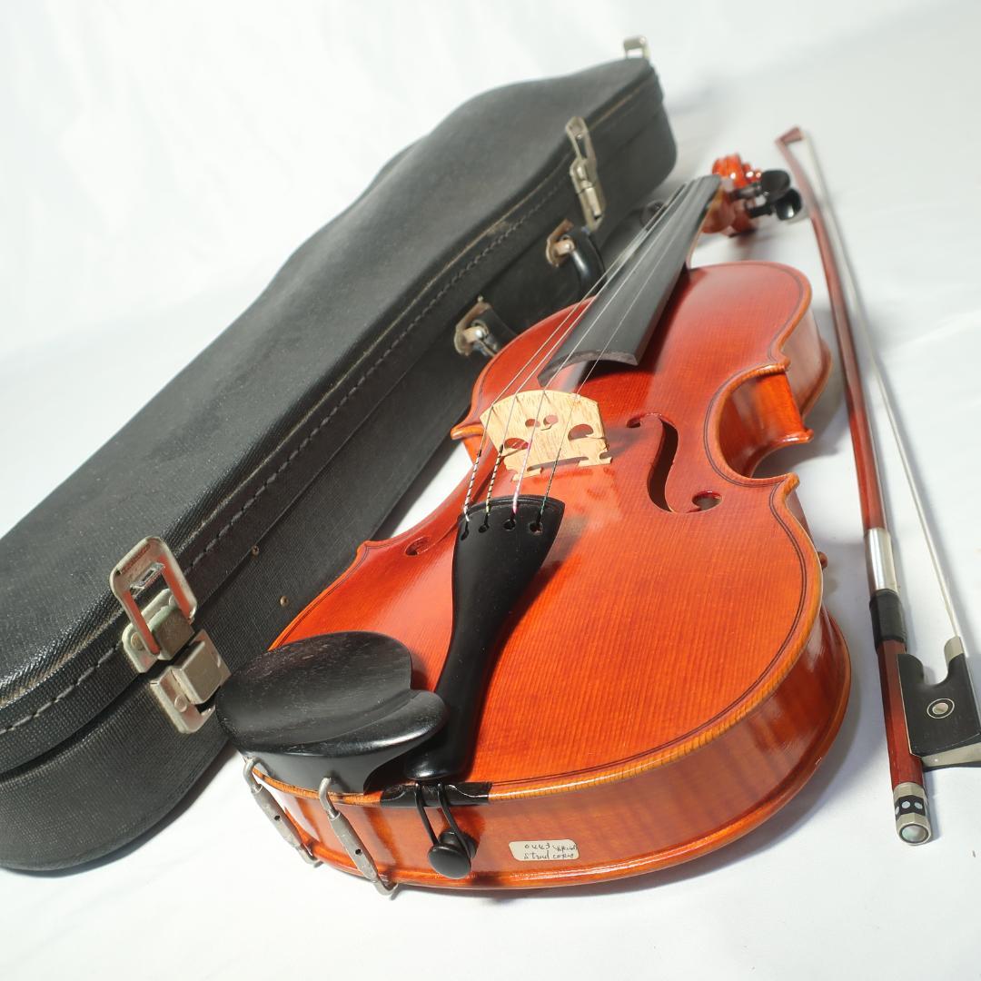 美品 虎杢 4/4 バイオリン 弓 ハードケース付き 弦交換済