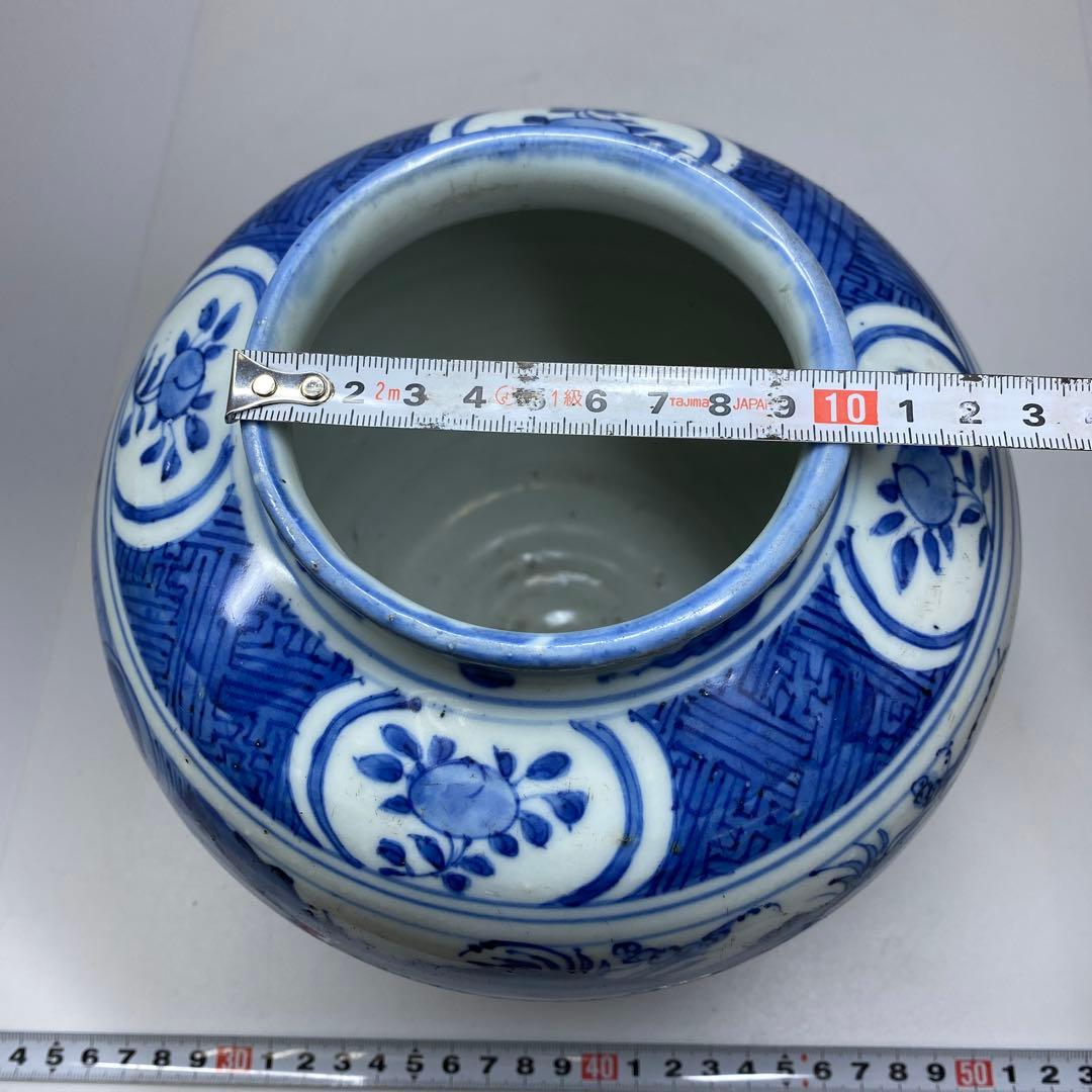 中国明時代　古染付　芙蓉手　壷　高さ18㎝　トヒウ　東な7-0302☆2F