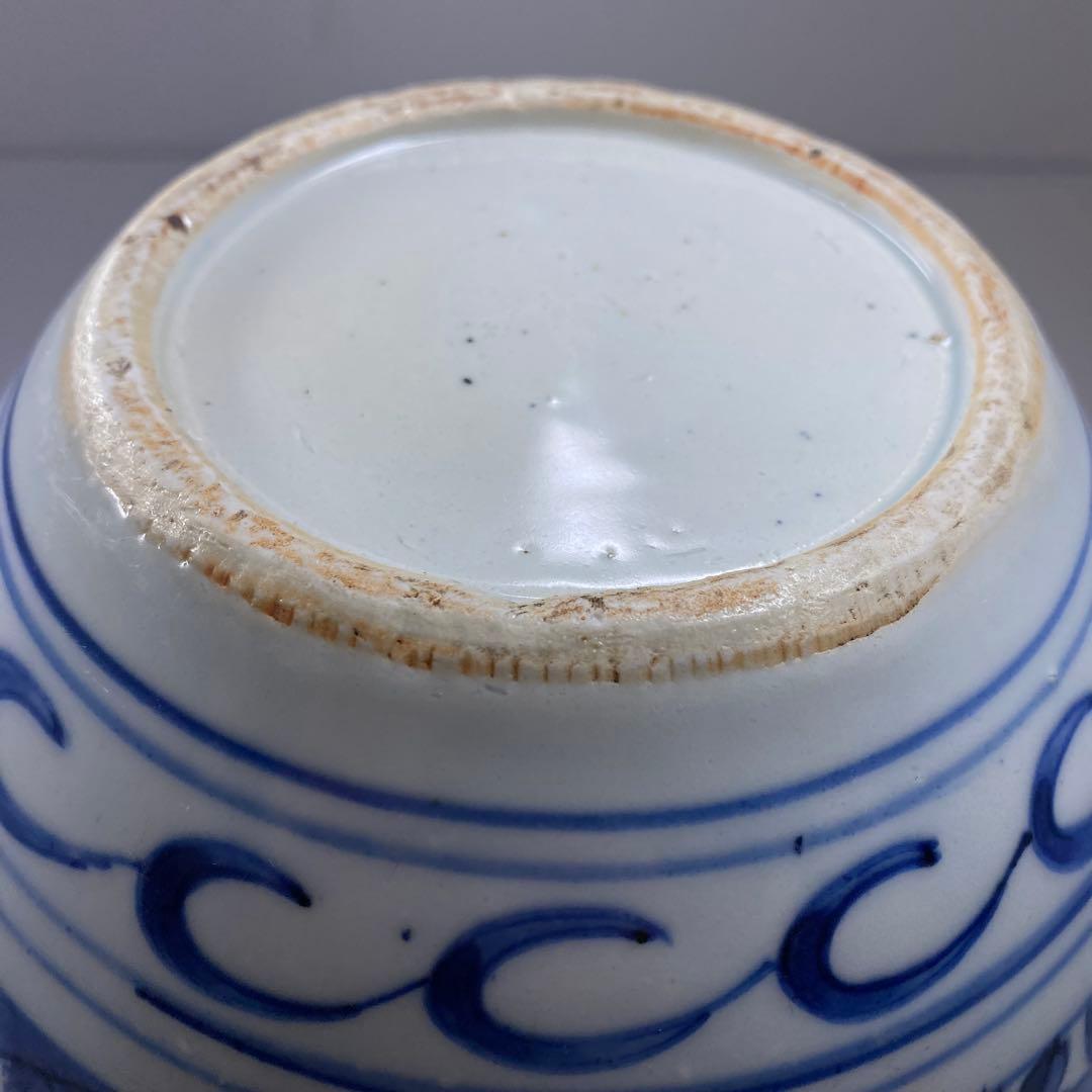 中国明時代　古染付　芙蓉手　壷　高さ18㎝　トヒウ　東な7-0302☆2F