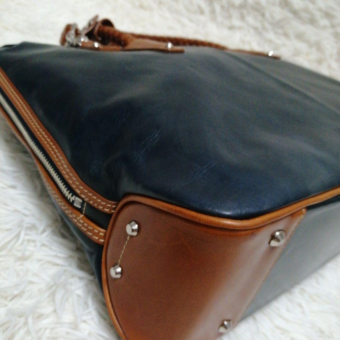 キーファーノイレザー ビジネスバッグ ネイビー ブラウン