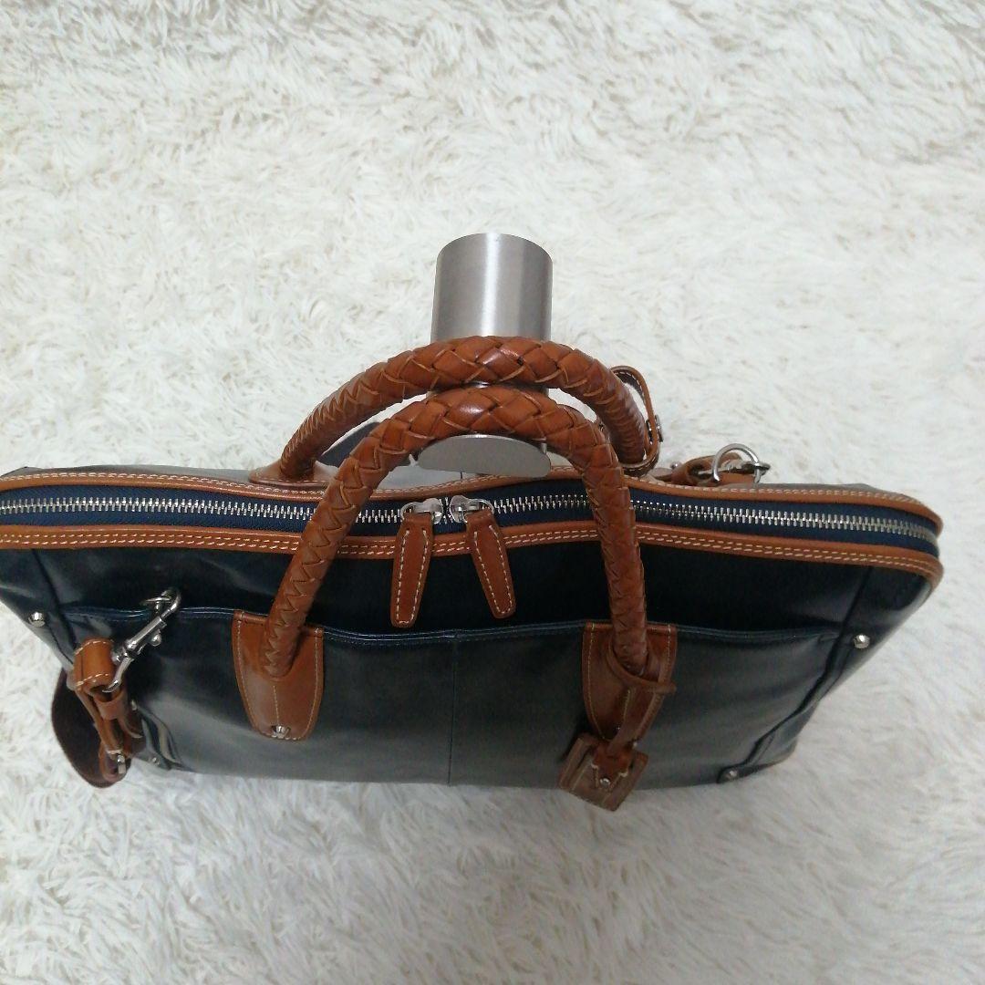 キーファーノイレザー ビジネスバッグ ネイビー ブラウン