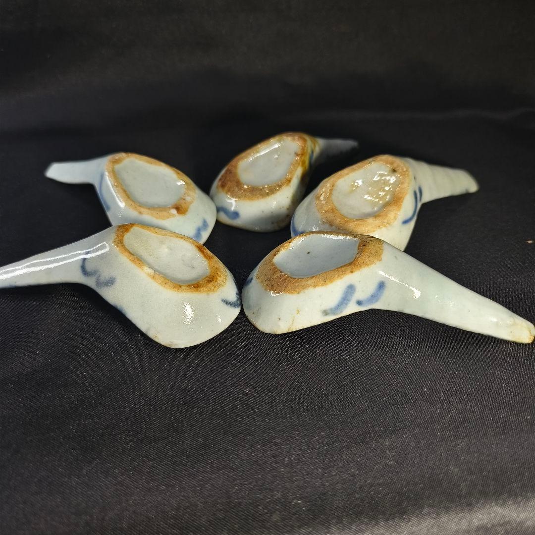 中国骨董 染付レンゲ 手描き 古美術品 アンティーク 時代物 コレクター放出美品