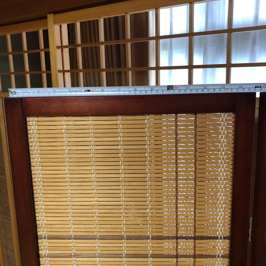 木製フレーム竹製パネル　4連パーテーション