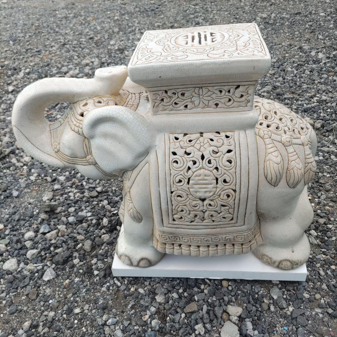 陶器製　象　花台　置物　インテリア アンティーク アジアン　オブジェ