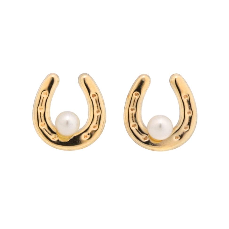 幸せをキャッチするバテイ・淡水真珠デザインピアス　K10YG