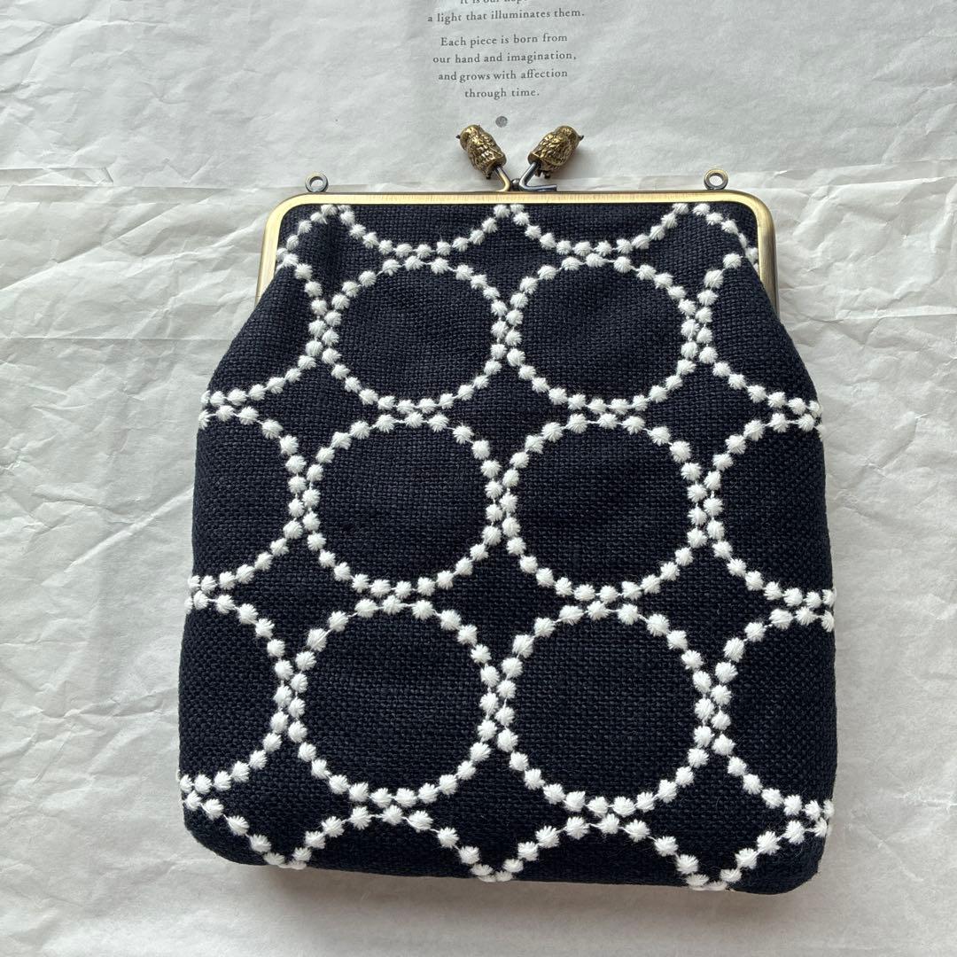 ミナペルホネン 生地使用　パッチワーク　がま口ポーチ　ハンドメイド